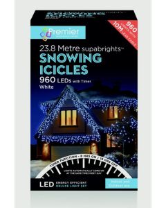 Premier Snowing Icicles With Timer Warm White - 960 LED