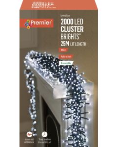 Premier Multi Action Supabrights Cluster Lights With Timer - 2000 LED White/Green