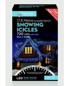 Premier Snowing Icicles With Timer Blue & White - 720 LED