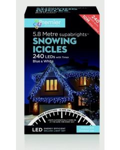 Premier Snowing Icicles With Timer Blue & White 240 LED