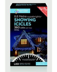 Premier Christmas Snowing Icicles With Timer White - 360 LED