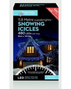 Premier Snowing Icicles With Timer Blue & White 480 LED