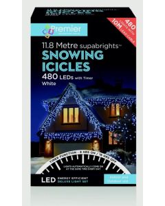 Premier Snowing Icicles With Timer White - 480 LED