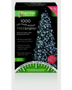 Premier Christmas Multi Action Treebrights With Timer - 1000 LED - White/Green