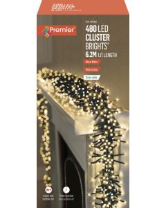 Premier Multi Action Supabrights Cluster Lights With Timer 480 LED Warm White/Green