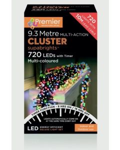 Premier Multi Action Supabrights Cluster Lights With Timer 720 LED Multi/Green