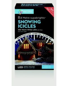 Premier Snowing Icicles With Timer Warm White 360 LED