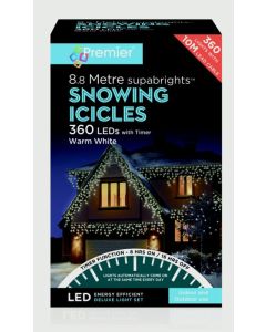 Premier Snowing Icicles With Timer Warm White 360 LED