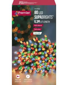 Premier 80 LED Multi-Action Supabrights With Timer Multi Green Cable