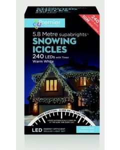 Premier Snowing Icicles With Timer Warm White 240 LED