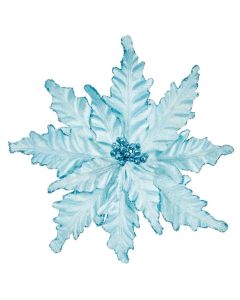 Premier Velour Clip On Poinsettia Christmas Pick 25cm Light Blue