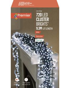 Premier Multi Action Supabrights Cluster Lights With Timer 720 LED White/Green