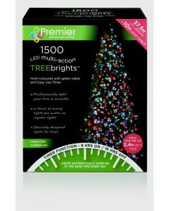 Premier Multi Action Treebrights With Timer Christmas 1500 LED - Multi/Green