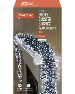 Premier Multi Action Cluster Brights With Timer 960 LED White/Green