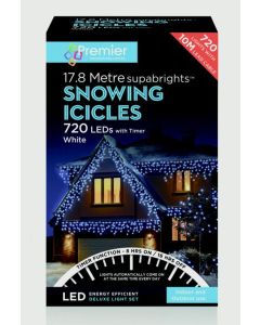 Premier Snowing Icicles With Timer White 720 LED