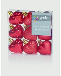 Red Multi Finish Hearts - 9x40mm