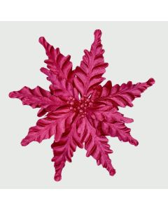 Velour Clip On Poinsettia Burgundy - 25cm