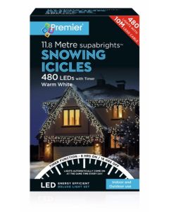 Premier Snowing Icicles With Timer Warm White - 480 LED