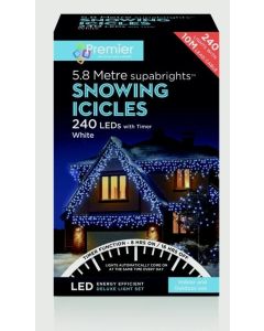 Premier Snowing Icicles With Timer White 240 LED