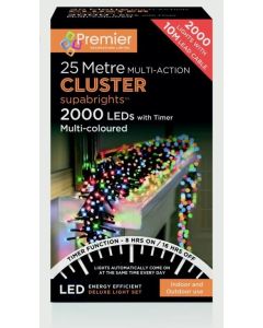 Premier Multi Action Supabrights Cluster Lights With Timer 2000 LED Multi/Green