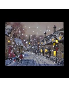 Fibre Optic LED Xmas Village Canvas - Battery Operated