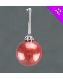 Acrylic Glitter Christmas Tree Bauble - 8cm Red - Single