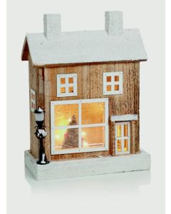 Wooden Lit House Scene - 32cm