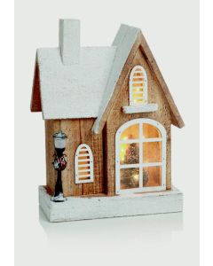Lit Wooden House Scene - 30cm