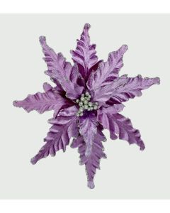 Velour Clip On Poinsettia - 25cm - Purple