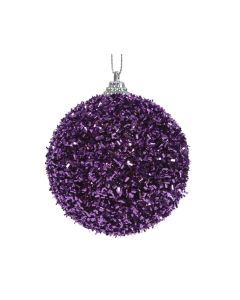 Foam Bauble Small Tube With Hanger - 8cm Purple