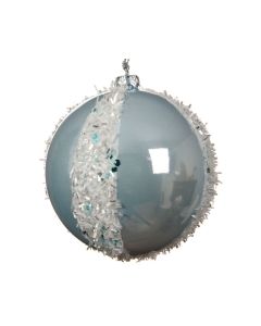 Shatterproof Baubles - 8cm Snow Glitter Blue