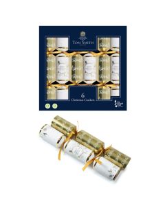 Tom Smith Christmas Crackers - Pack of 6 - Cream And Gold