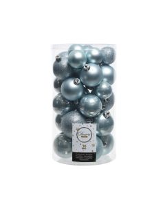 Shatterproof Baubles Mixed Tube of 30 - Blue Mist