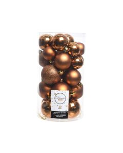 Shatterproof Baubles Mixed Tube of 30 - Rusty Brown