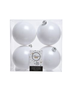 Shatterproof Plain Baubles - 10cm Warm White - Silver top