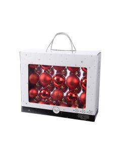Shatterproof Plain Baubles Assorted - Christmas Red