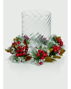Glass Candle Holder - 19x15 Berry Leaf - Design A
