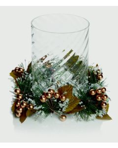 Glass Candle Holder - 19x15 Berry Leaf - Design B