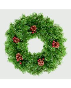 Premier Christmas Wreath With Berries And Cones - 50cm