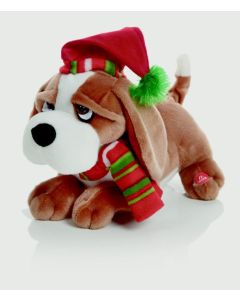 Musical Dog With Red & Green Scarf - 28cm