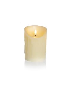 Premier Melted Flicker Candle 13x9cm - Cream