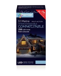 Connectable Icicle Lights - 256 LEDs Multi Coloured