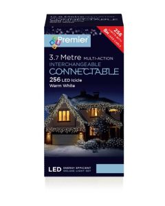 Connectable Icicle Lights - 256 LEDs Warm White