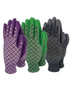 Town & Country - Ladies Triple Pack Gloves - Purple Grey & Green