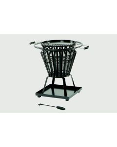 Lifestyle - Signa Steel Basket With Fire Pit BBQ - Black - steel basket frame work