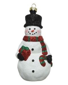 Shatterproof Snowman With Hanger - White