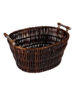 Hearth & Home - Dark Wicker Basket With Chrome Handles