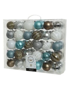 Kaemingk Shatterproof Baubles Pack 60 - Ice Adventure 8cm Mix