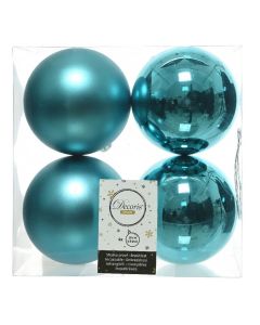 Shatterproof Baubles Pack 4 - Turquoise 10cm