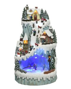 Kaemingk LED Mountain With Ice Skating - Multi 15 Lights
